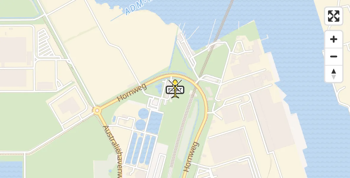 Routekaart van de vlucht: Lifeliner 1 naar Amsterdam Heliport, Hornweg