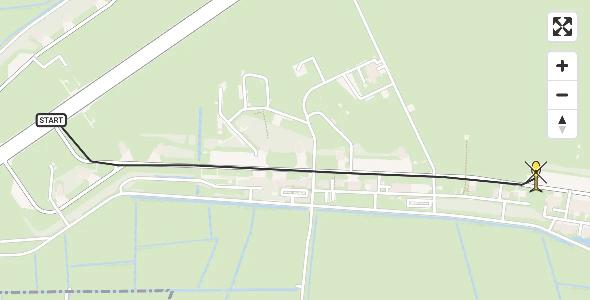 Routekaart van de vlucht: Ambulancehelikopter naar Vliegbasis Leeuwarden, Keegsdijkje