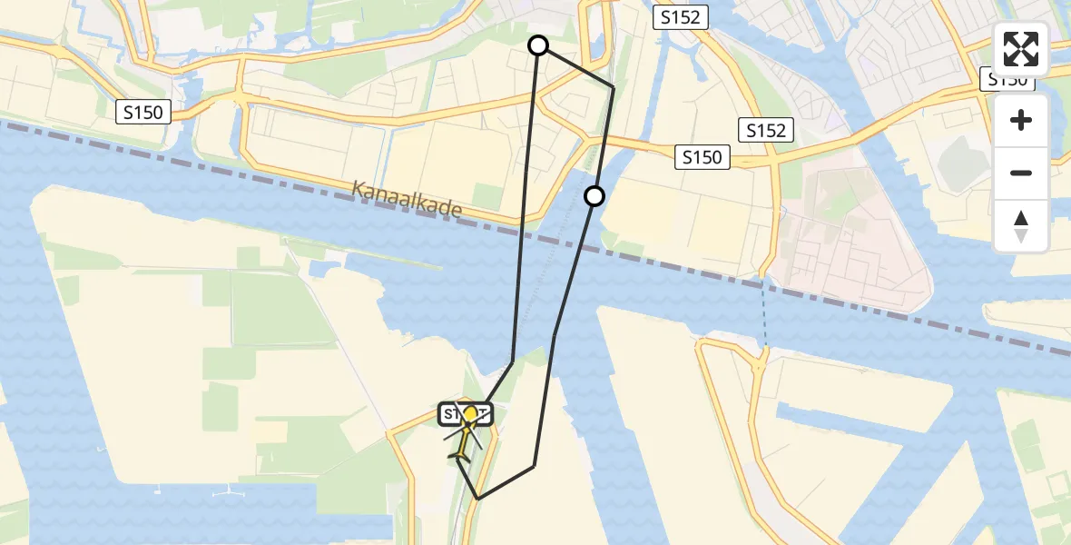 Routekaart van de vlucht: Lifeliner 1 naar Amsterdam Heliport, Hornweg