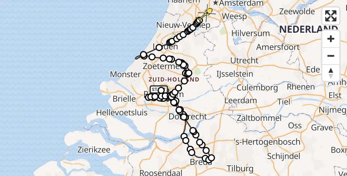 Routekaart van de vlucht: Politiehelikopter naar Schiphol, Loevesteinse Randweg