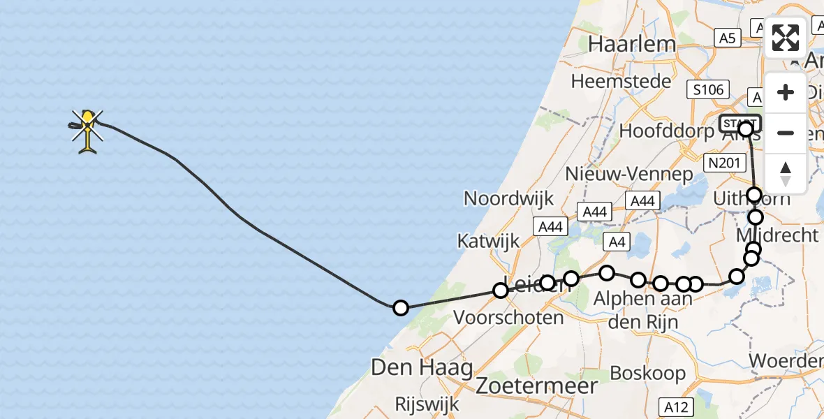 Routekaart van de vlucht: Politieheli naar Canadaweg