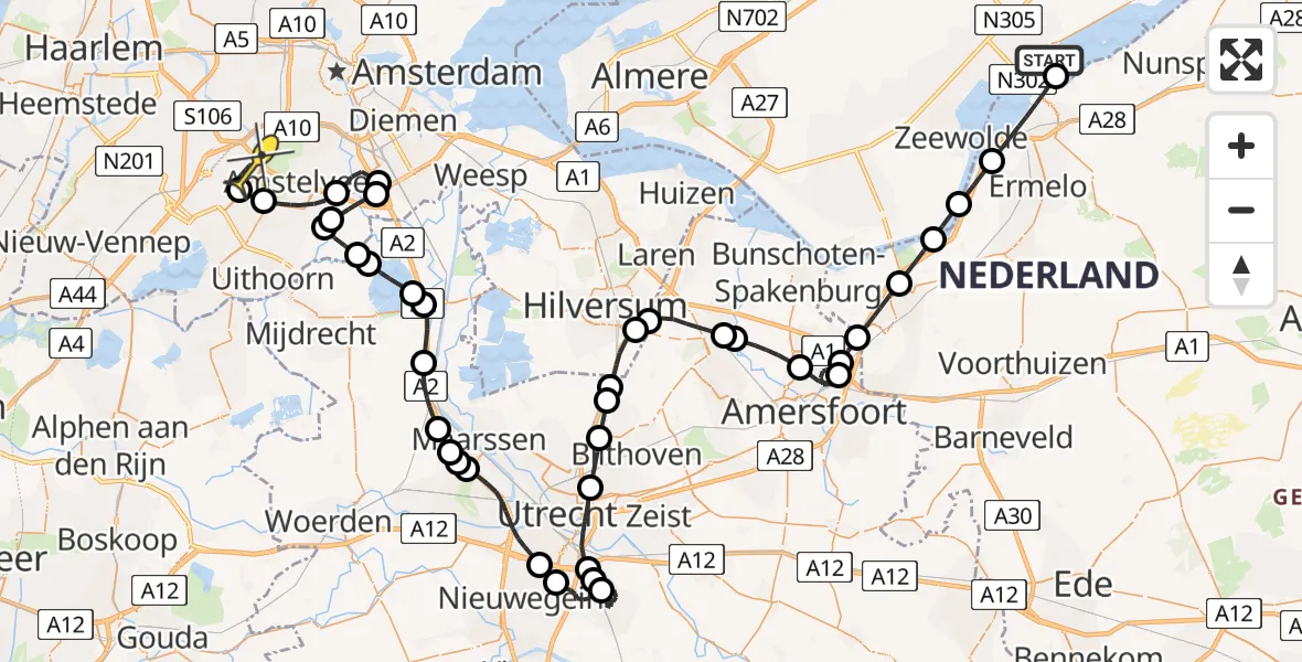 Routekaart van de vlucht: Politieheli naar Schiphol, Loevesteinse Randweg