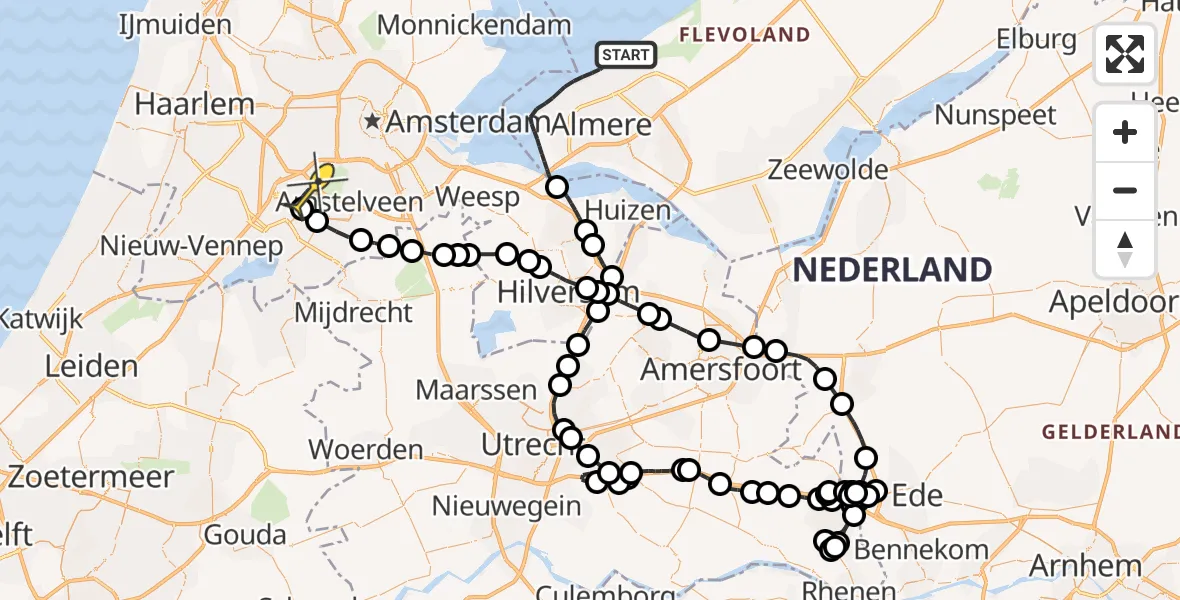 Routekaart van de vlucht: Politieheli naar Schiphol, Thermiekstraat