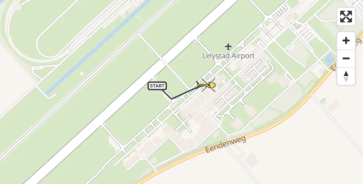 Routekaart van de vlucht: Traumahelikopter naar Lelystad Airport, Emoeweg