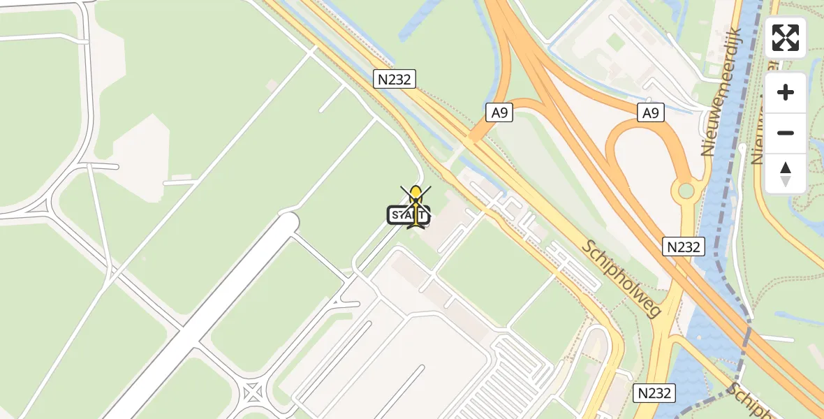 Routekaart van de vlucht: Politieheli naar Schiphol, Loevesteinse Randweg