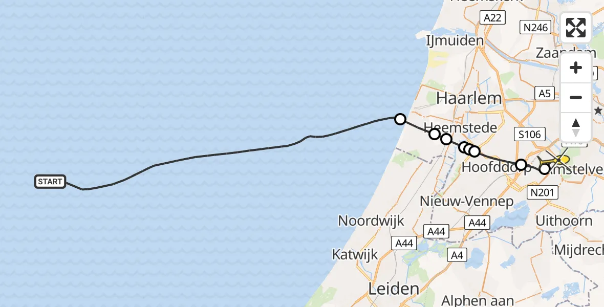 Routekaart van de vlucht: Politiehelikopter naar Schiphol, Thermiekstraat