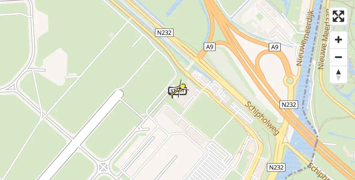 Routekaart van de vlucht: Politieheli naar Schiphol, Walaardt Sacréstraat