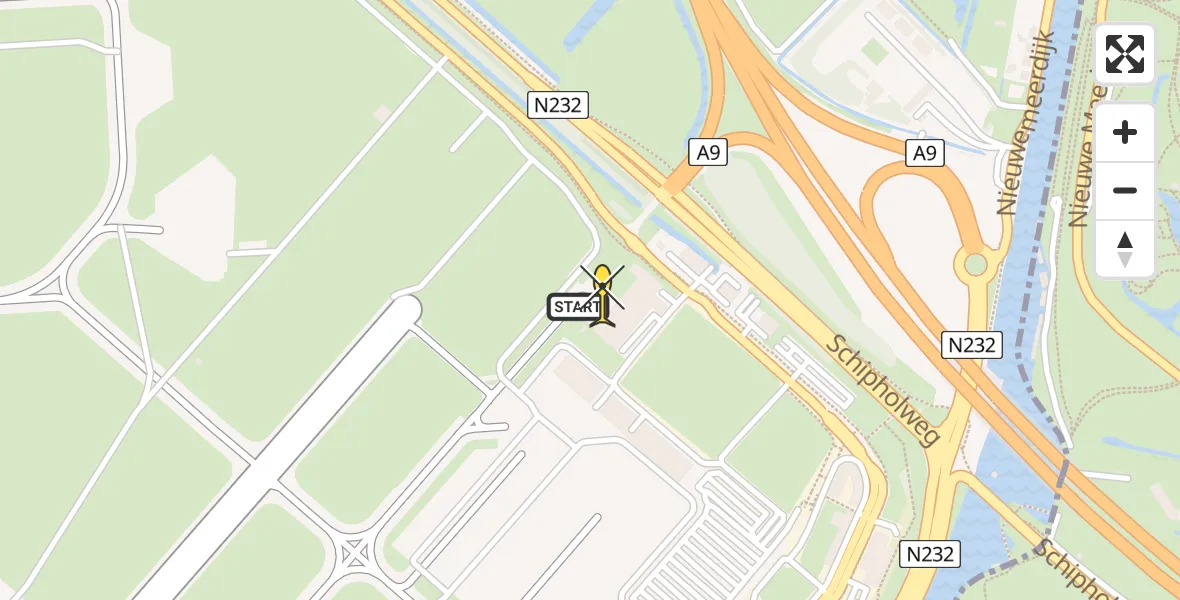 Routekaart van de vlucht: Politiehelikopter naar Schiphol, Walaardt Sacréstraat