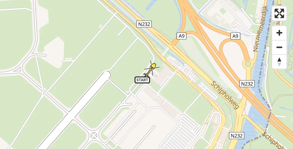 Routekaart van de vlucht: Politieheli naar Schiphol, Loevesteinse Randweg