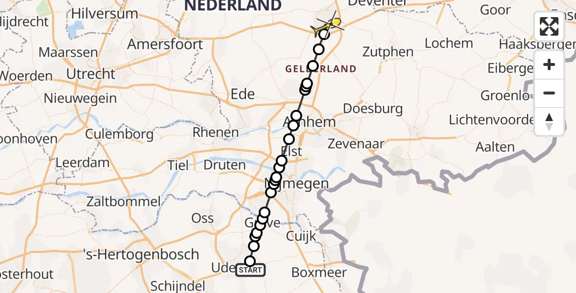 Routekaart van de vlucht: Lifeliner 3 naar Apeldoorn, Zuiderpark