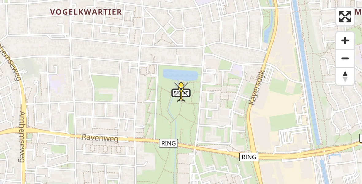 Routekaart van de vlucht: Lifeliner 3 naar Apeldoorn, Ruys de Beerenbrouckstraat