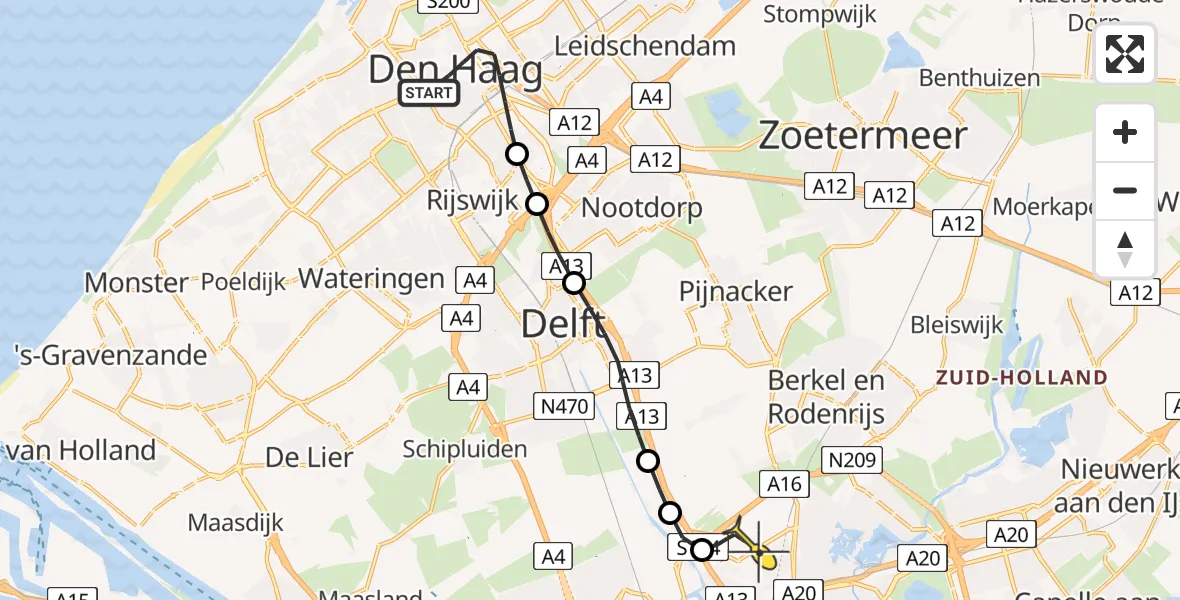 Routekaart van de vlucht: Lifeliner 2 naar Rotterdam The Hague Airport, Brandenburgbaan