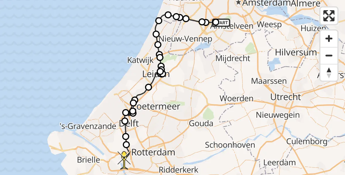 Routekaart van de vlucht: Politieheli naar Vlaardingen, Heliniumweg