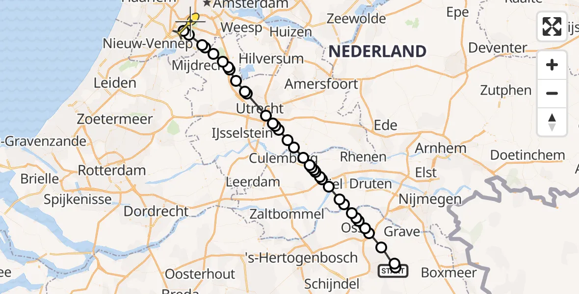 Routekaart van de vlucht: Politiehelikopter naar Schiphol, Loevesteinse Randweg
