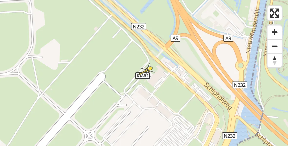 Routekaart van de vlucht: Politieheli naar Schiphol, Loevesteinse Randweg