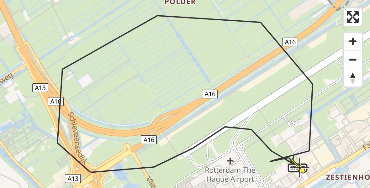 Routekaart van de vlucht: Lifeliner 2 naar Rotterdam The Hague Airport, Brandenburgbaan