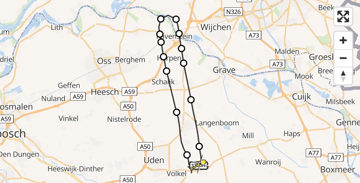 Routekaart van de vlucht: Lifeliner 3 naar Vliegbasis Volkel, Zeelandsedijk