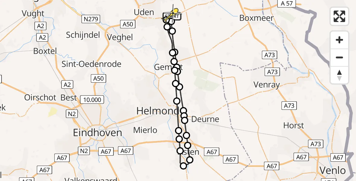 Routekaart van de vlucht: Lifeliner 3 naar Vliegbasis Volkel, Zeelandsedijk