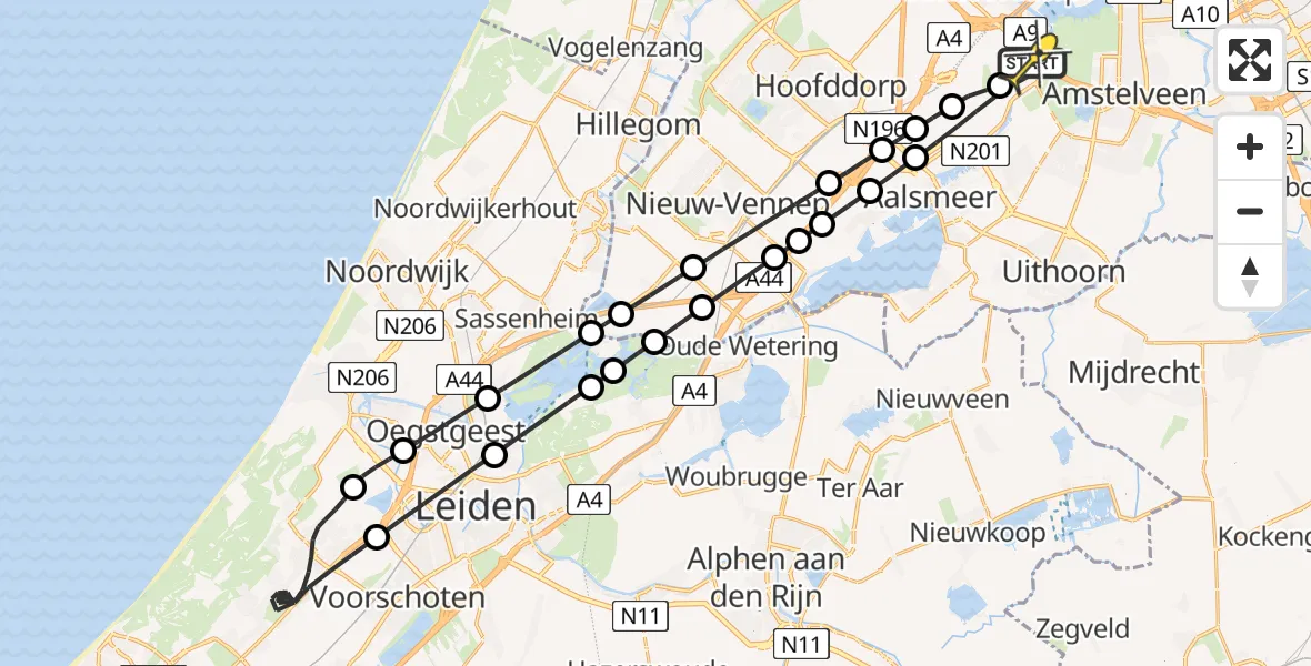 Routekaart van de vlucht: Politiehelikopter naar Schiphol, Loevesteinse Randweg