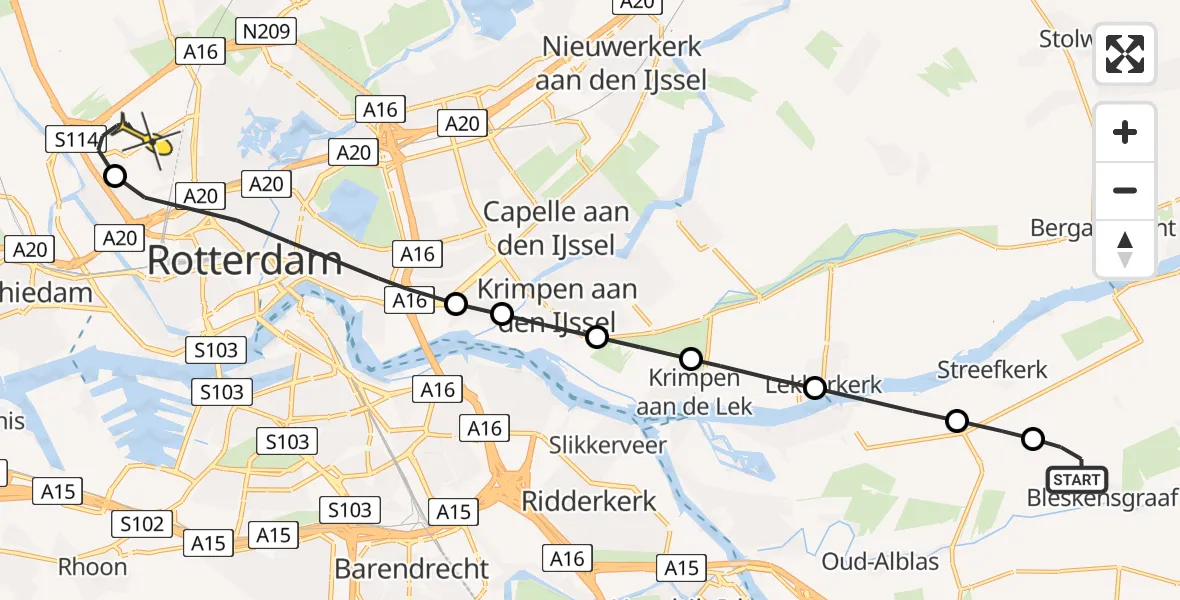 Routekaart van de vlucht: Lifeliner 2 naar Rotterdam The Hague Airport