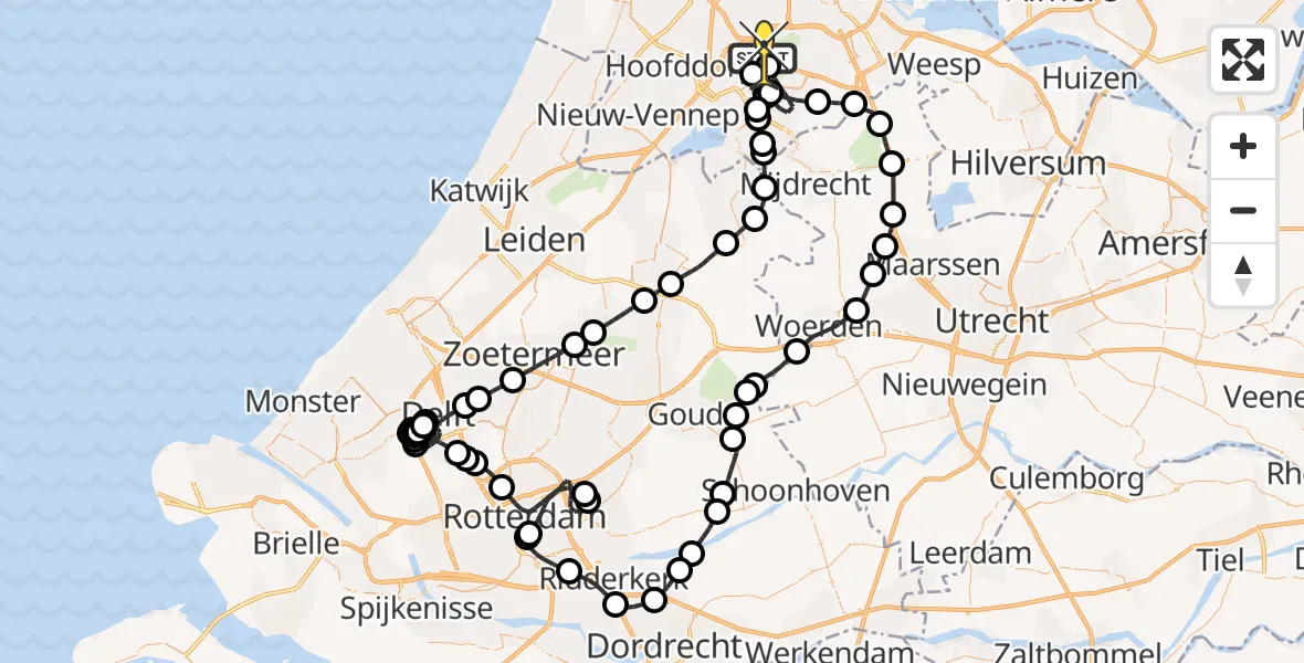 Routekaart van de vlucht: Politieheli naar Schiphol, Loevesteinse Randweg