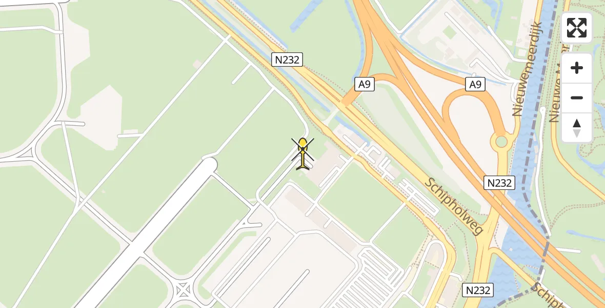 Routekaart van de vlucht: Politieheli naar Schiphol