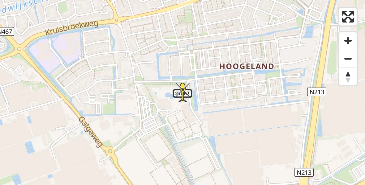 Routekaart van de vlucht: Lifeliner 2 naar Naaldwijk, Hoogwerf