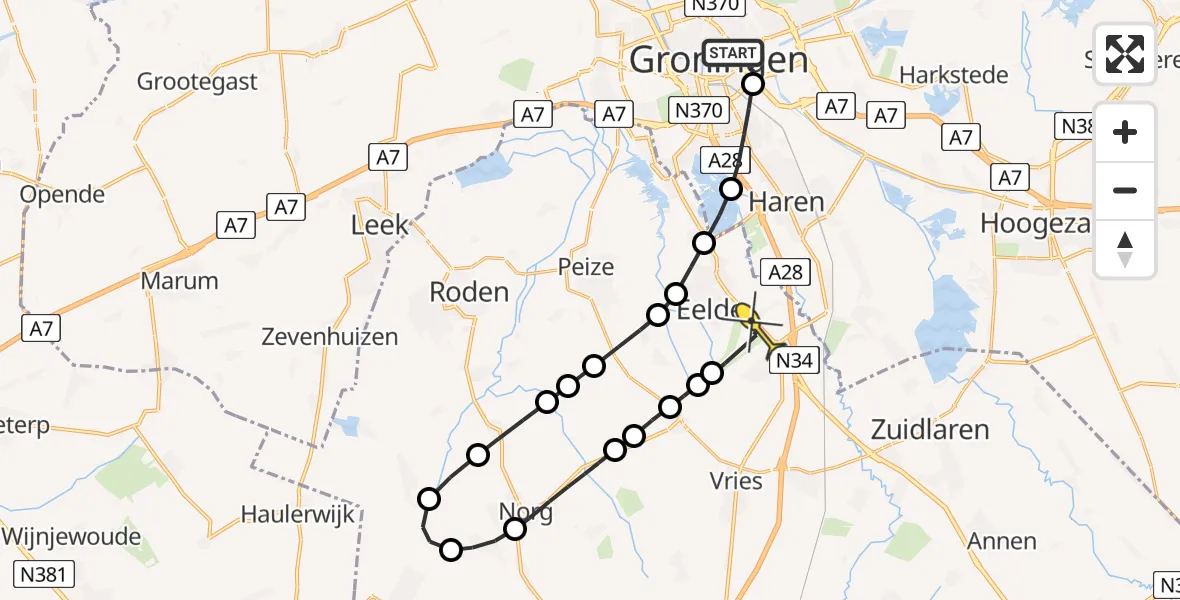 Routekaart van de vlucht: Lifeliner 4 naar Groningen Airport Eelde, Machlaan