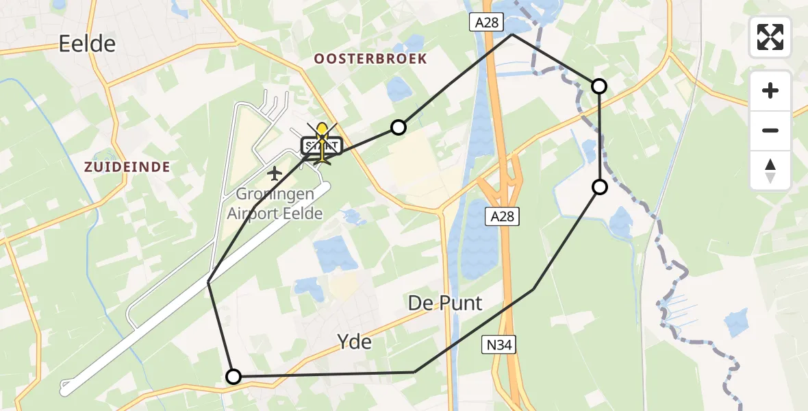 Routekaart van de vlucht: Lifeliner 4 naar Groningen Airport Eelde, Machlaan
