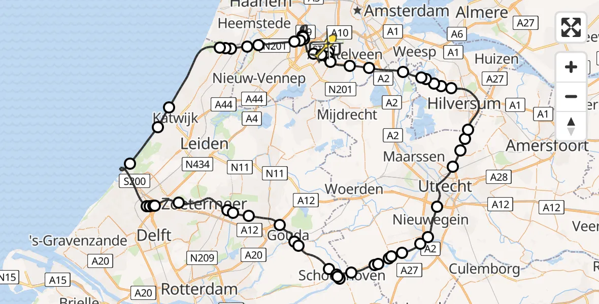 Routekaart van de vlucht: Politieheli naar Schiphol, Loevesteinse Randweg