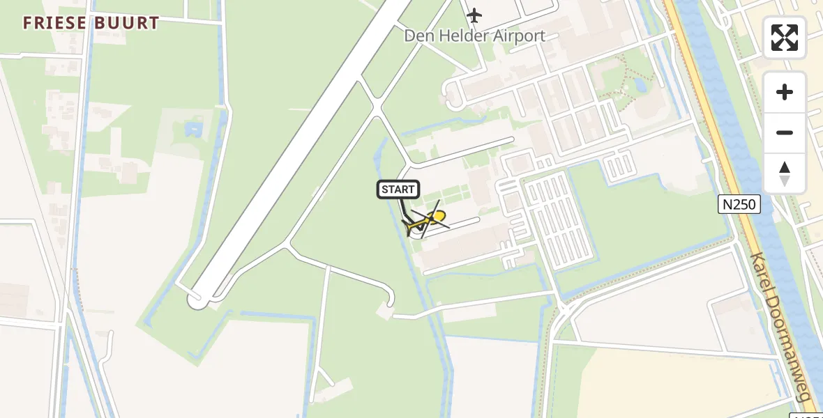 Routekaart van de vlucht: Kustwachthelikopter naar Vliegveld De Kooy, Luchthavenweg