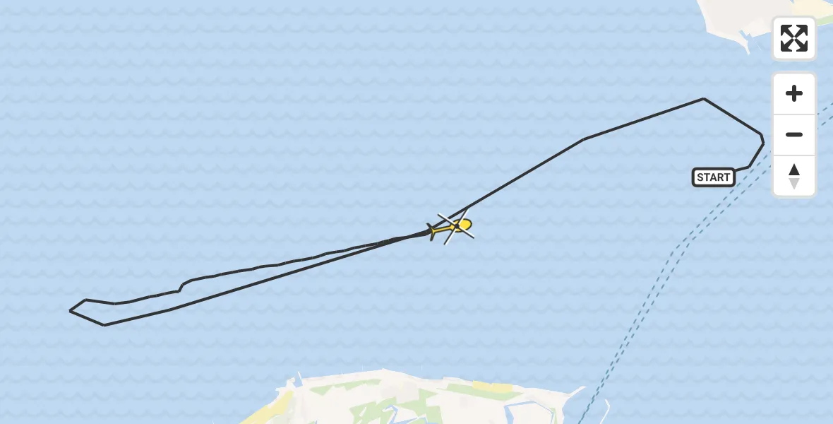Routekaart van de vlucht: Kustwachthelikopter naar Vlissingen, Koopmanshaven