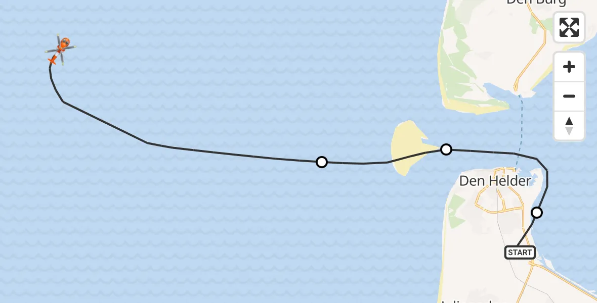 Vluchtroute Kustwachthelikopter Vliegveld De Kooy - , 24 december 2025, 13:31