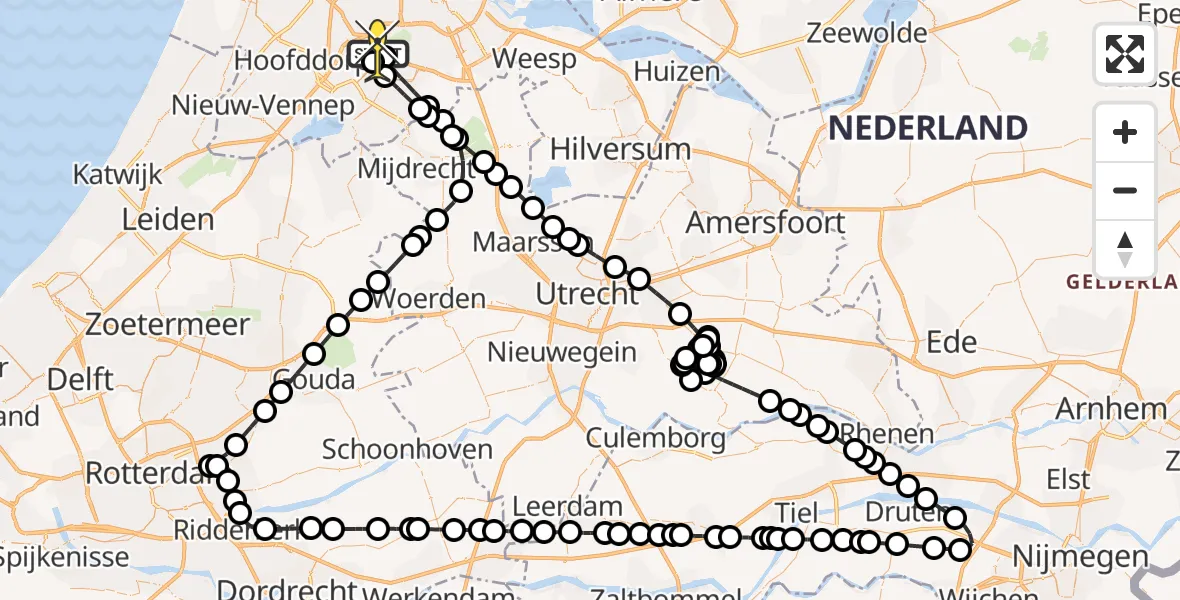 Routekaart van de vlucht: Politieheli naar Schiphol, Thermiekstraat