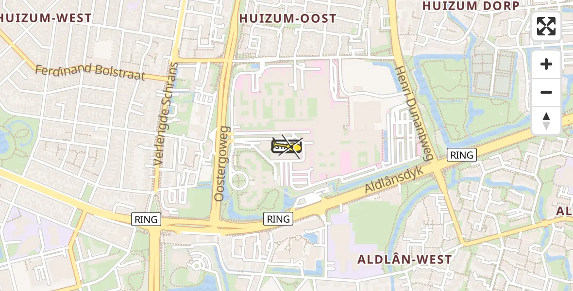 Routekaart van de vlucht: Ambulancehelikopter naar Leeuwarden, Aldlânsdyk