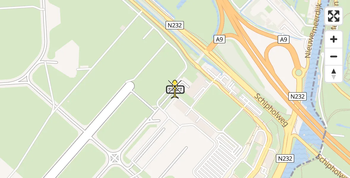 Routekaart van de vlucht: Politieheli naar Schiphol, Loevesteinse Randweg