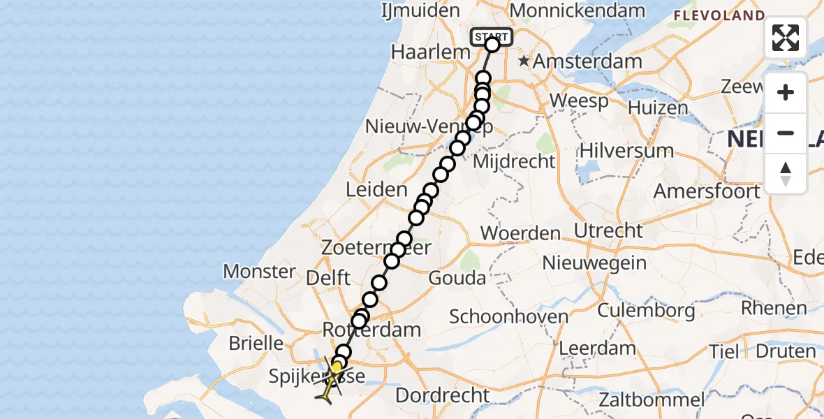Routekaart van de vlucht: Lifeliner 1 naar Spijkenisse, Corrie Vonkplantsoen