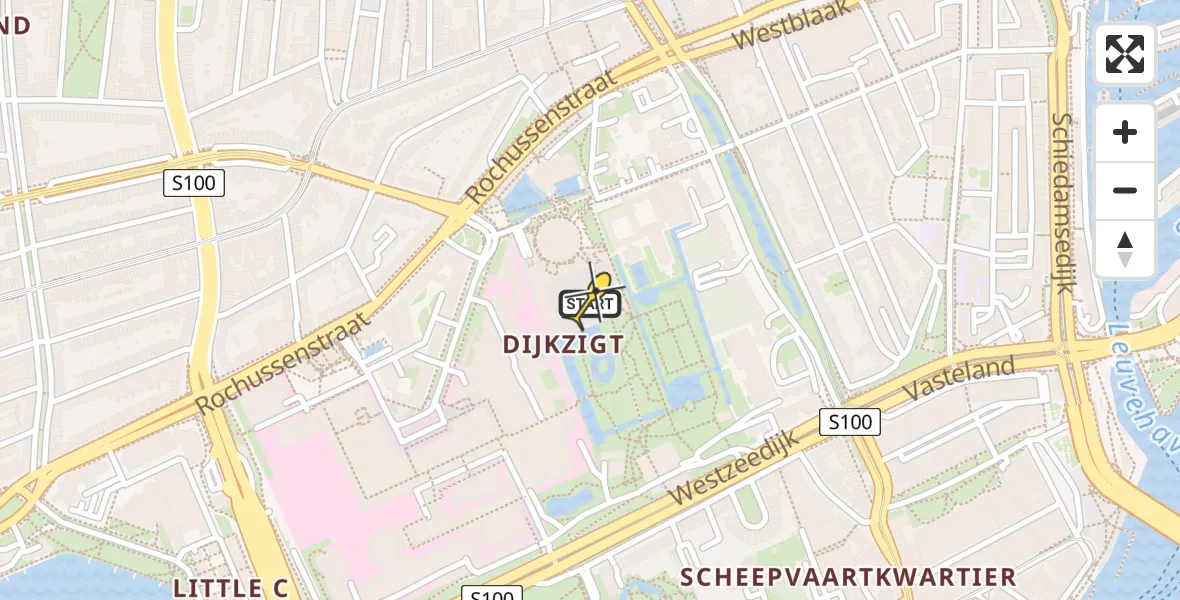 Routekaart van de vlucht: Lifeliner 1 naar Erasmus MC, Museumpark