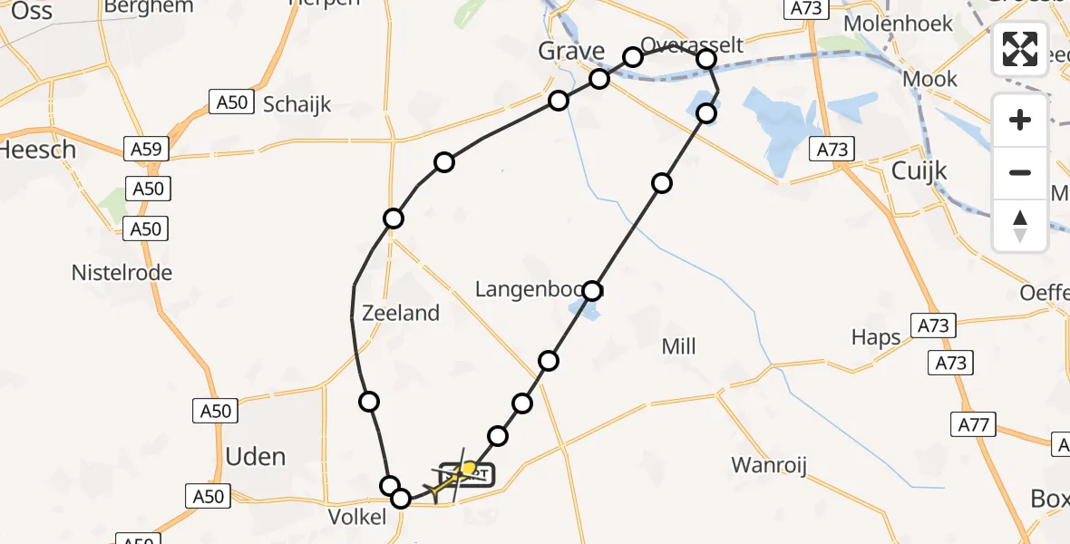 Routekaart van de vlucht: Lifeliner 3 naar Vliegbasis Volkel, Zeelandsedijk