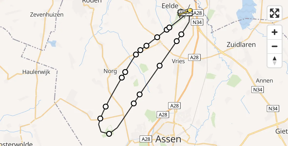 Routekaart van de vlucht: Lifeliner 4 naar Groningen Airport Eelde, Machlaan