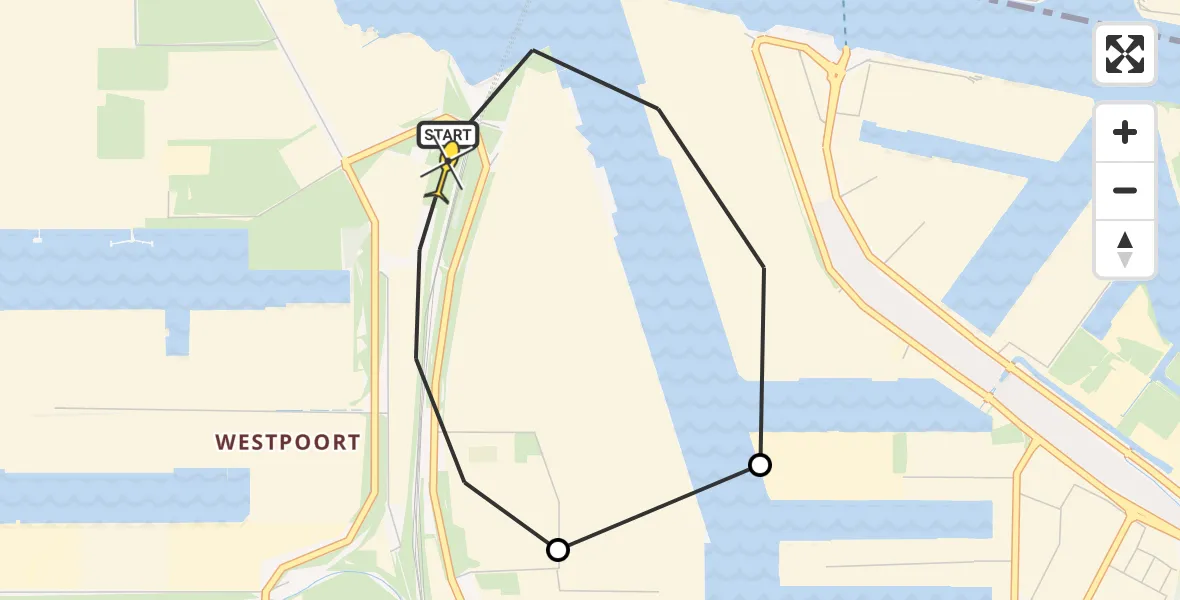 Routekaart van de vlucht: Lifeliner 1 naar Amsterdam Heliport, Hornweg