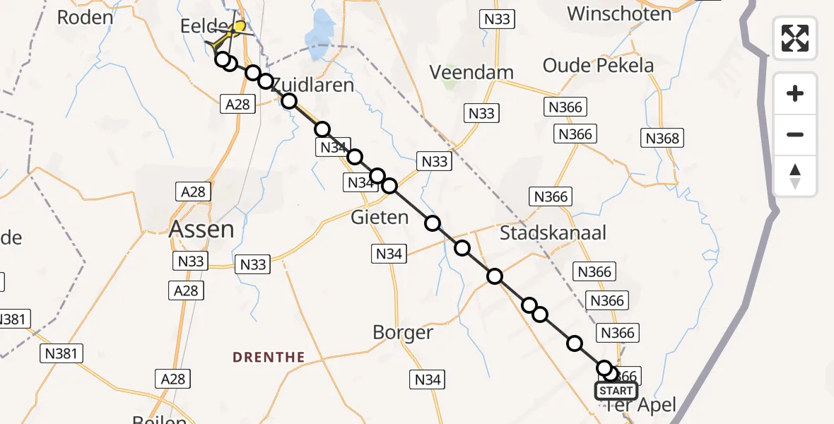 Routekaart van de vlucht: Lifeliner 4 naar Groningen Airport Eelde, Machlaan