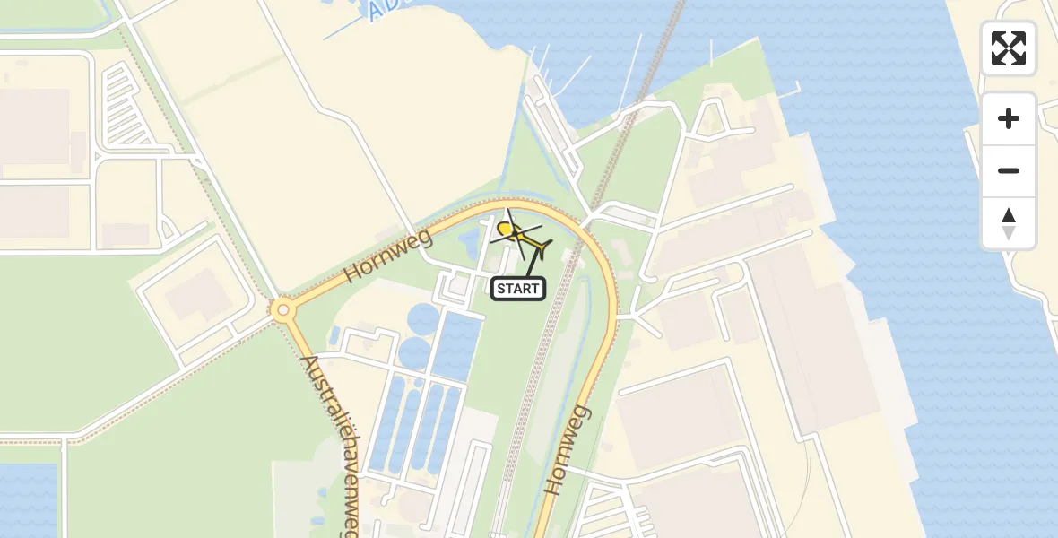 Routekaart van de vlucht: Lifeliner 1 naar Amsterdam Heliport, Hornweg