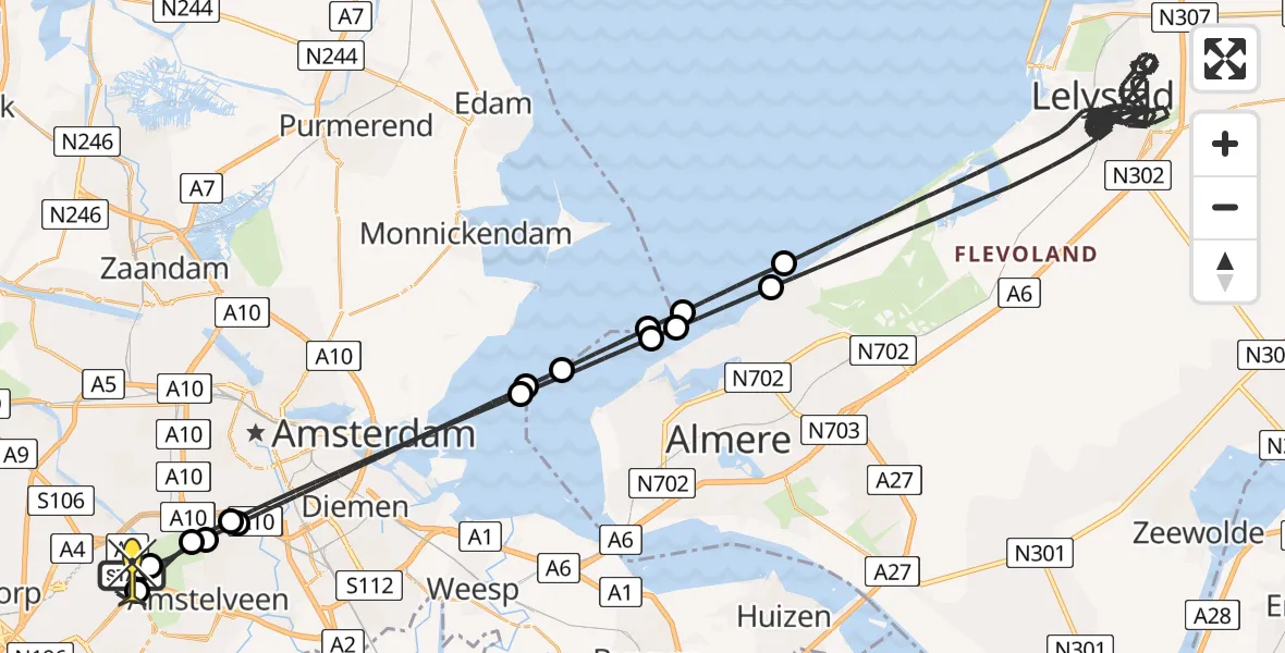 Routekaart van de vlucht: Politieheli naar Schiphol, Walaardt Sacréstraat
