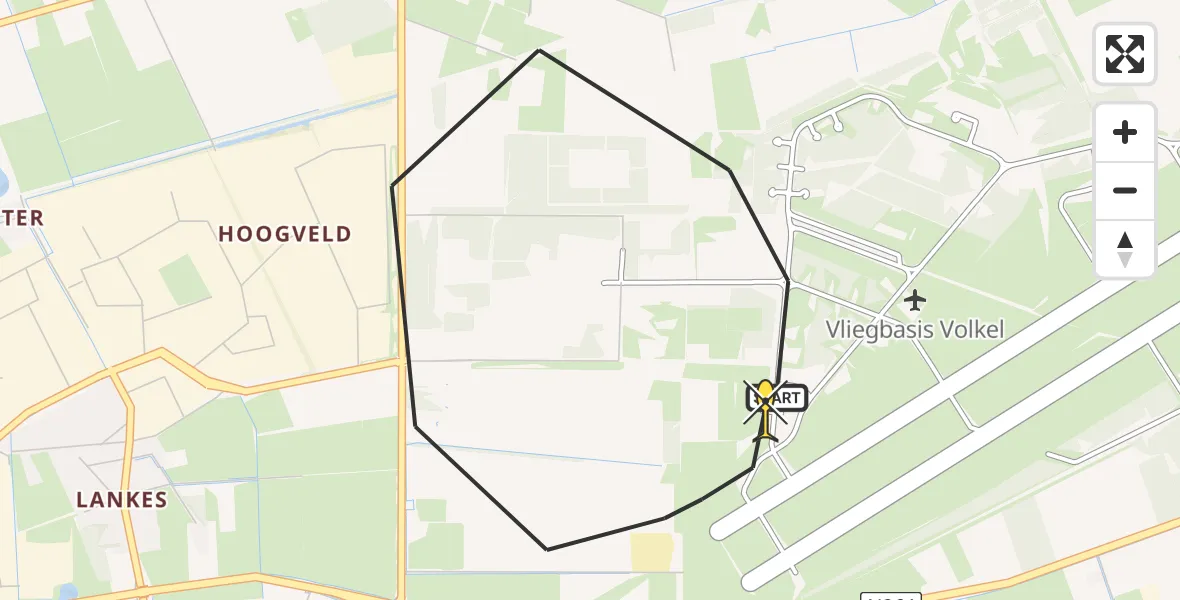 Routekaart van de vlucht: Lifeliner 3 naar Vliegbasis Volkel, Zeelandsedijk