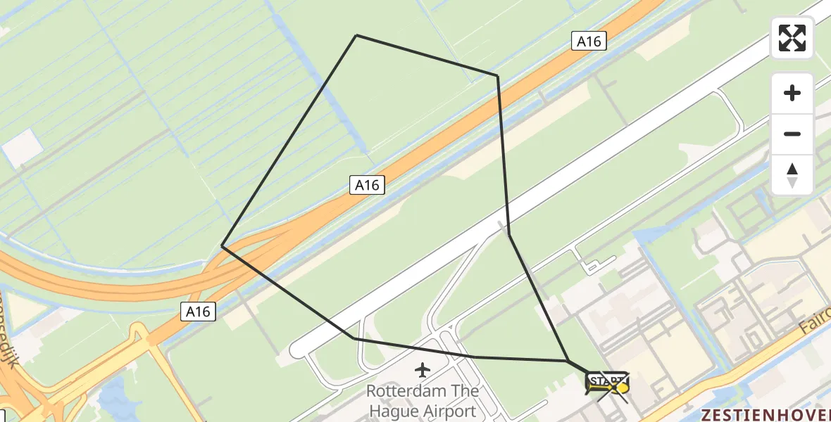 Routekaart van de vlucht: Lifeliner 2 naar Rotterdam The Hague Airport, Brandenburgbaan