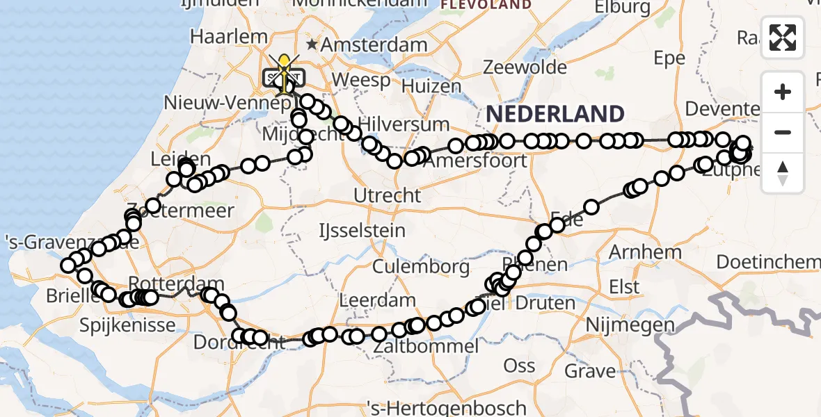 Routekaart van de vlucht: Politiehelikopter naar Schiphol, Loevesteinse Randweg