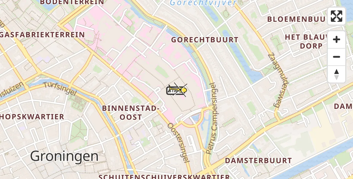 Routekaart van de vlucht: Lifeliner 4 naar Universitair Medisch Centrum Groningen, Poortweg