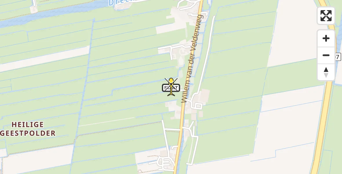 Routekaart van de vlucht: Lifeliner 1 naar Leimuiden, Willem van der Veldenweg