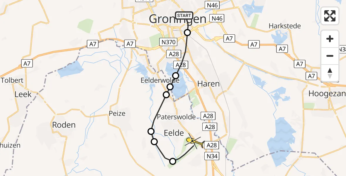 Routekaart van de vlucht: Lifeliner 4 naar Groningen Airport Eelde, Machlaan